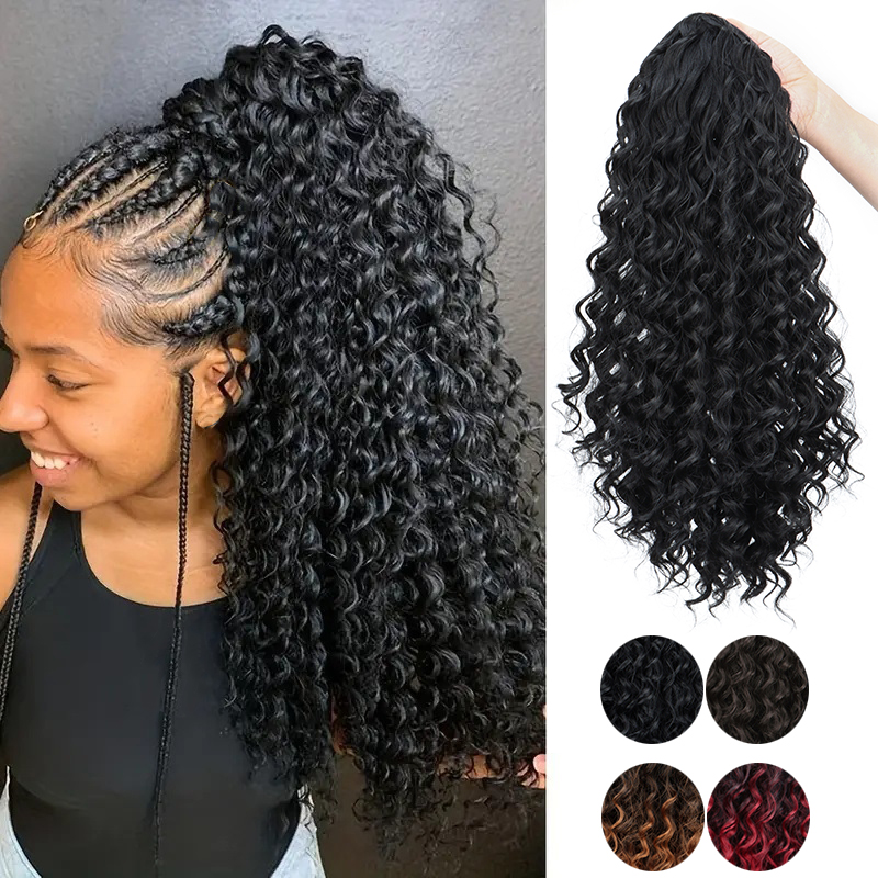 Drawstring Afro Curly Puff Ponytail - Sintético 18 Polegada longo kinky encaracolado