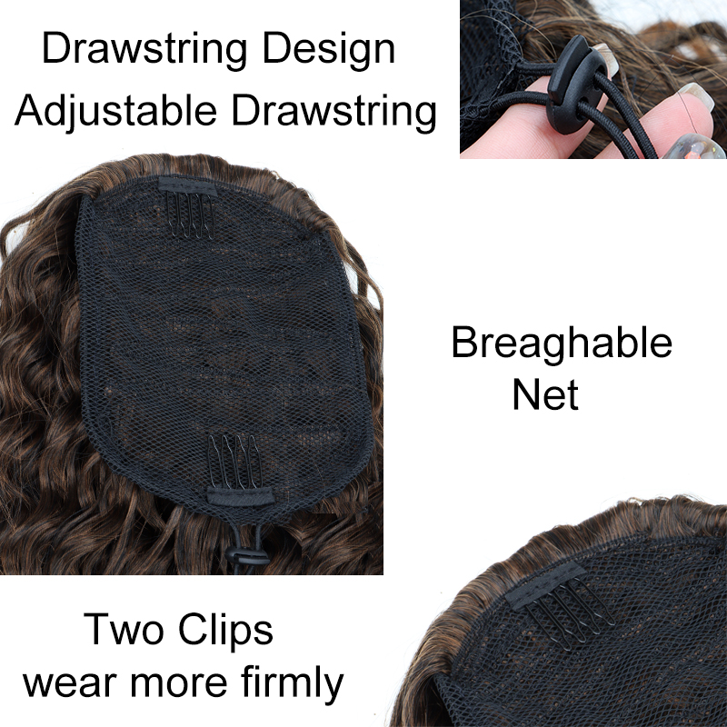 Sintético 18 Polegada longo ki - Drawstring Afro Curly Puff Ponytail avaliação e preço