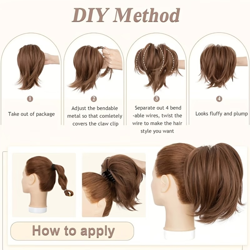 Extensão de Rabo de Cavalo com - Claw Clip Messy Bun Hair Piece avaliação e preço