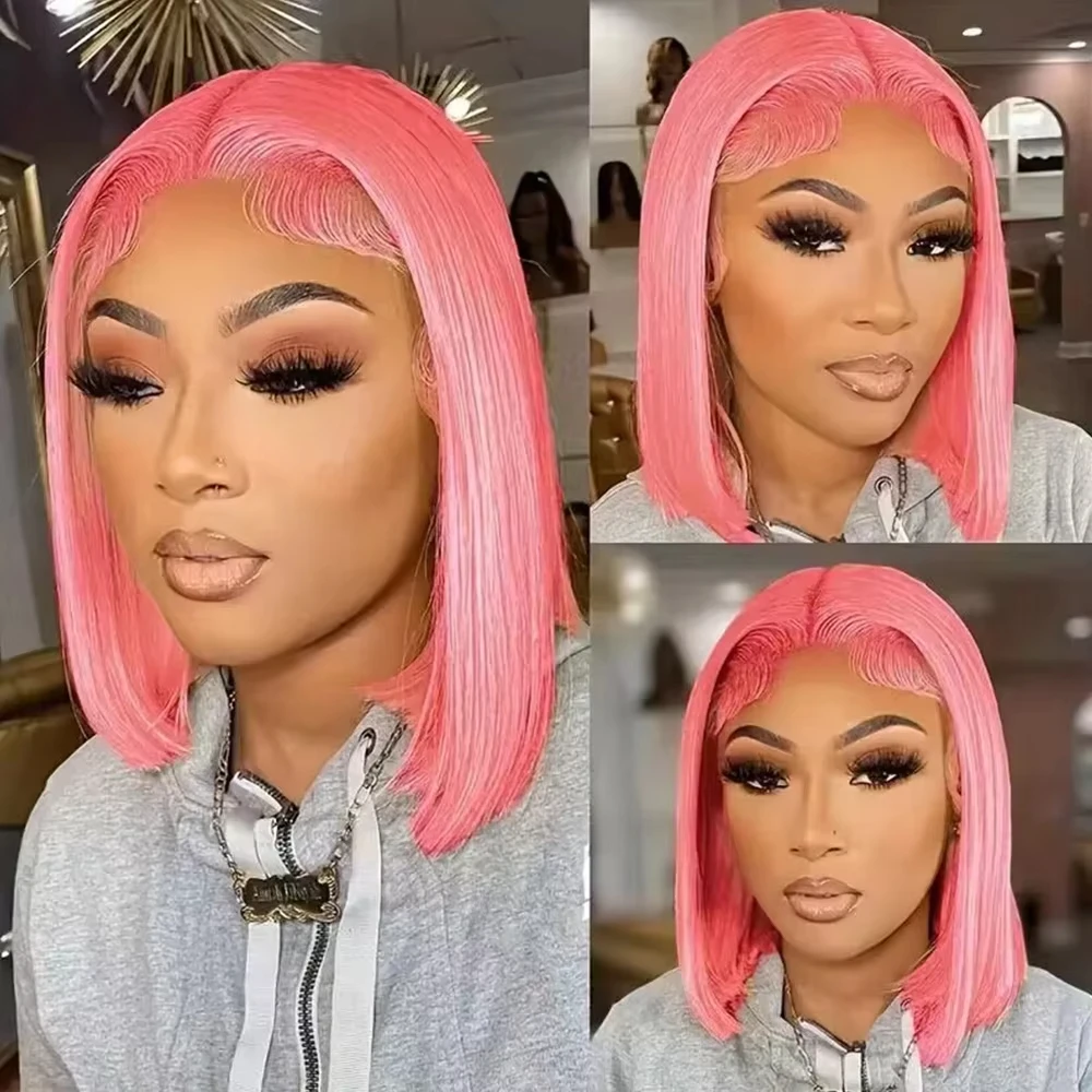 Peruca Bob Rosa de 10 polegada - Glueless Wear And Go Human Hair Wig avaliação e preço