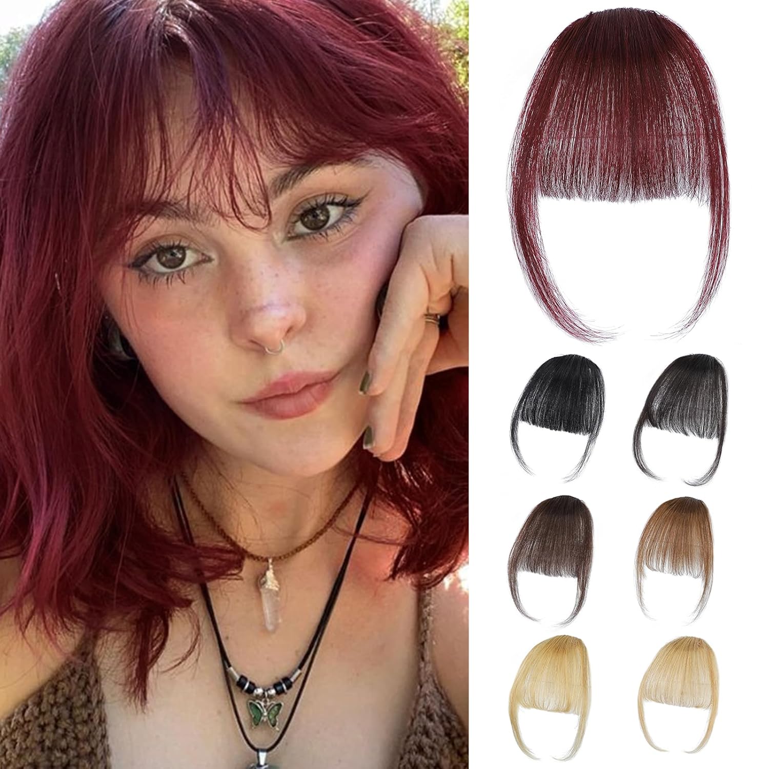 Clipe borgonha em franja 100%  - Seamless Clip In Hair Extensions Human Hair avaliação e preço